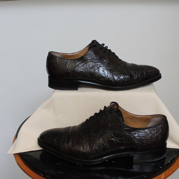 Bally Scribe genuine Alligator Men's dark brown lace ups US size 10 Switzerland - Picture 2 of 10